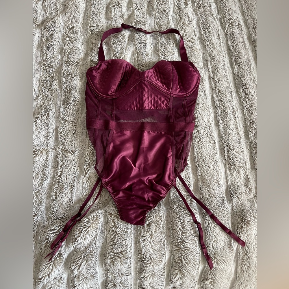 BNWOT Victoria’s Secret burgundy corset garder one piece size 36C